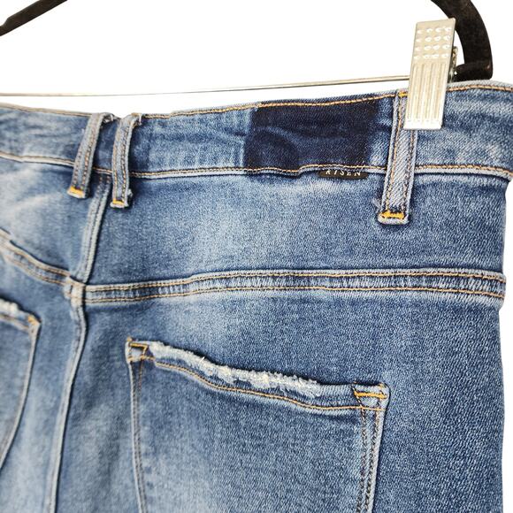 Risen Jeans Womens High Rise Straight Leg Jean Plus Size 1XL Dark Blue Stretch - Picture 7 of 15